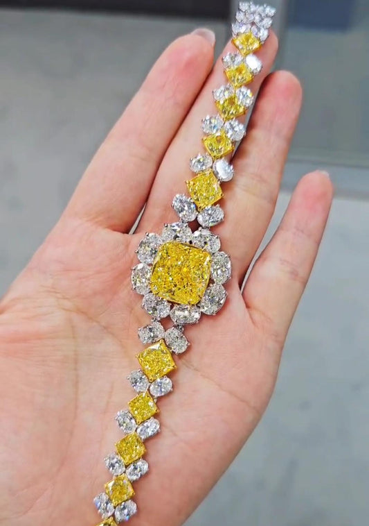 Emilio Jewelry Gia Certified 36.00 Carat Fancy Intense Yellow Diamond Bracelet