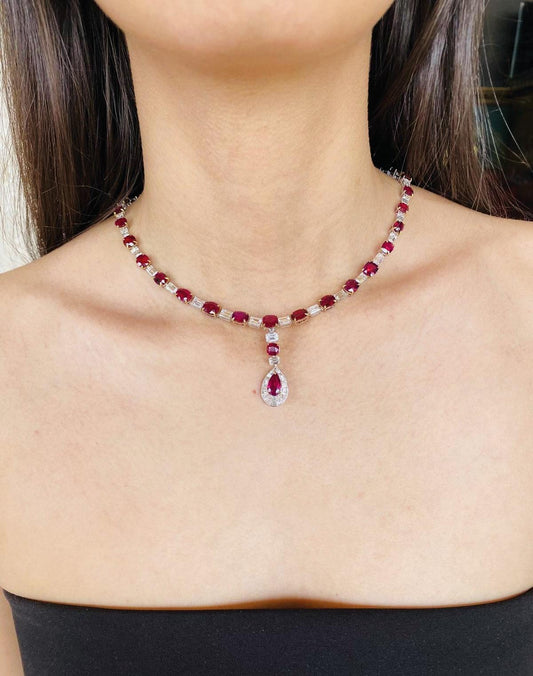 Emilio Jewelry 89.00 Carat Burma No Heat Pigeon Blood Necklace
