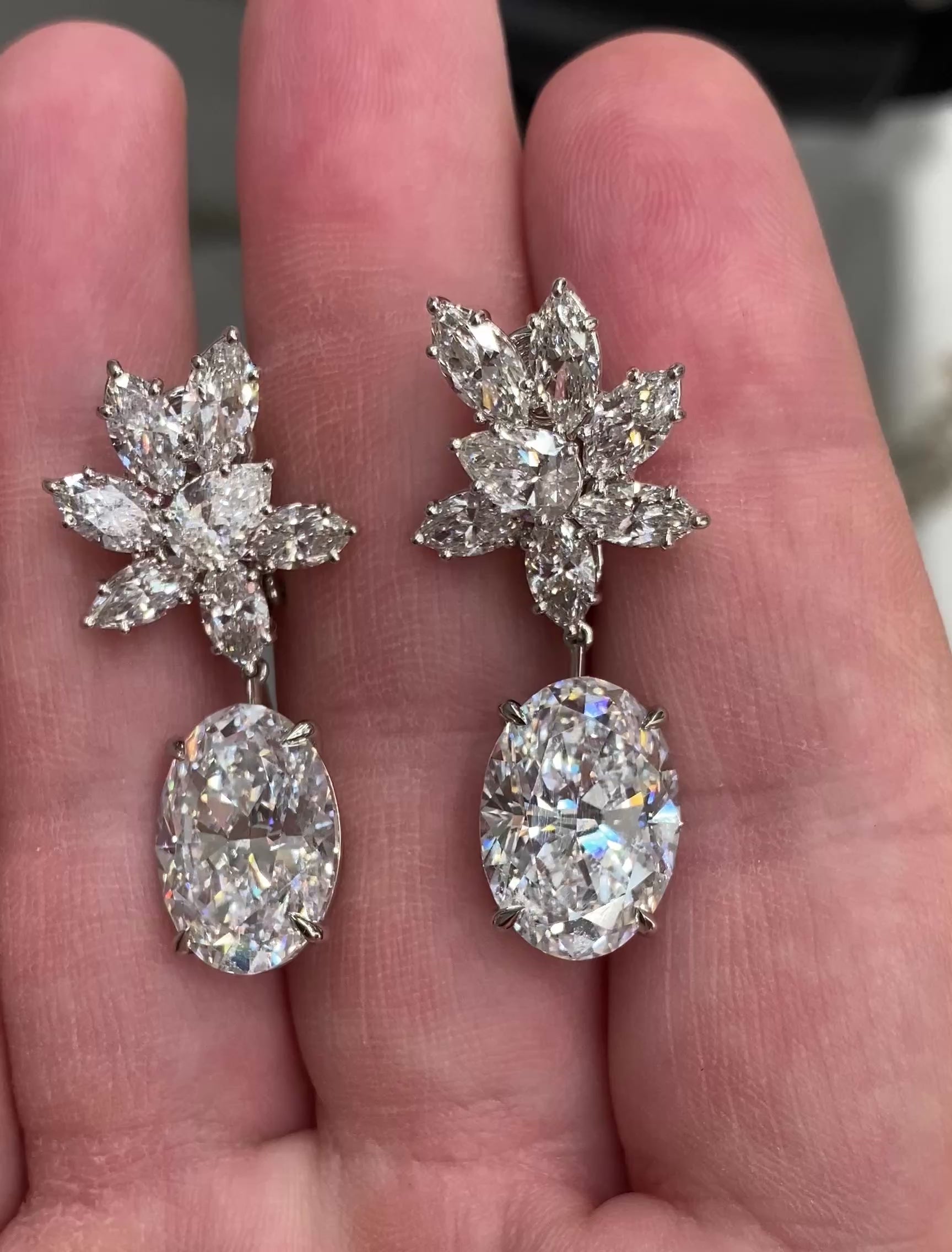 Emilio Jewelry Gia Certified 20.00 Carat D Flawless Oval Diamond Earri