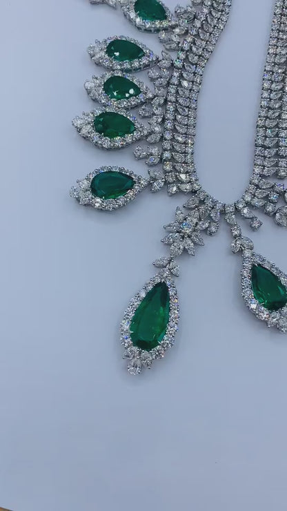 Emilio Jewelry Certified 168 Carat Royal Emerald Necklace And Earring Suite