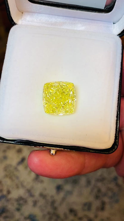 Emilio Jewelry 20.00 Carat Gia Certified Fancy Intense Yellow Diamond