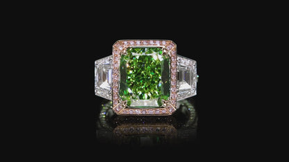 Emilio Jewelry Gia Certified 6.00 Carat Natural Green Diamond Ring