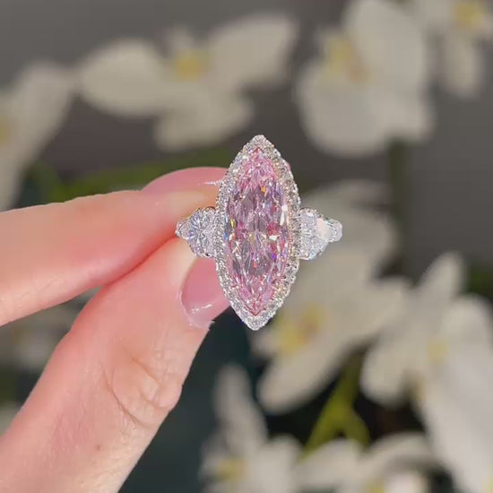 Emilio Jewelry Gia Certified 4.00 Carat Fancy Light Pink Marquise Diamond Ring