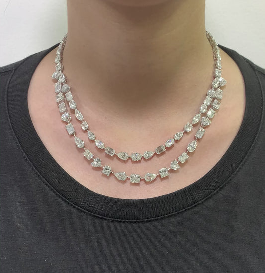 Emilio Jewelry Gia Certified 57.00 Carat Double Strand Diamond Necklace