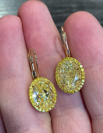 Emilio Jewelry Gia Certified 11.00 Carat Yellow Diamond Earrings