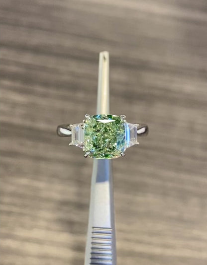 Emilio Jewelry GIA Certified 4.20 Carat Fancy Yellow Green Diamond Ring