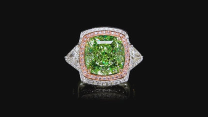 Emilio Jewelry Gia Certified 12.00 Carat Greenish Diamond Ring