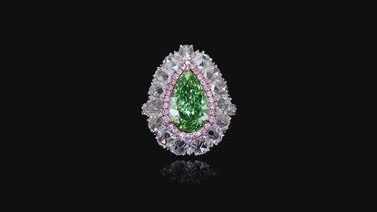 Emilio Jewelry Gia Certified 4.00 Carat Fancy Greenish Yellow Diamond Ring