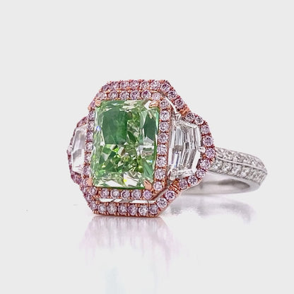 Emilio Jewelry GIA Certified Greenish Diamond Ring