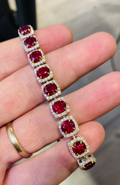 Emilio Jewelry Gia Certified 87.00 Carat Burma Ruby Necklace & Bracelet