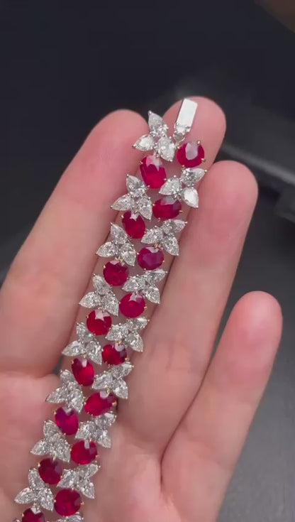 Emilio Jewelry Grs Certified Vivid Red Burma No Heat 38.00 Carat Bracelet