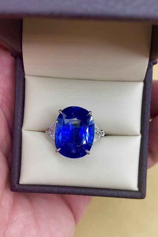 Emilio Jewelry AGL Certified 15.00 Carat No Heat Sapphire Ring