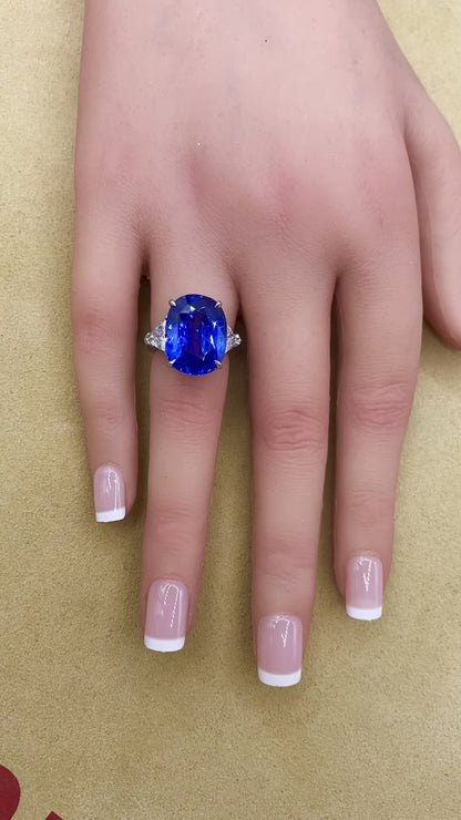 Emilio Jewelry AGL Certified 15.00 Carat No Heat Sapphire Ring