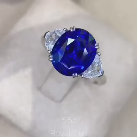 Emilio Jewelry Certified 5.55 Carat Royal Blue Sapphire Ring