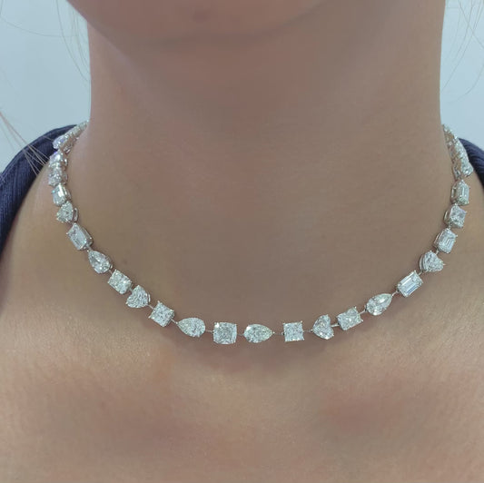 Emilio Jewelry Gia Certified Multi Shape 46.00 Carat Diamond Choker Necklace