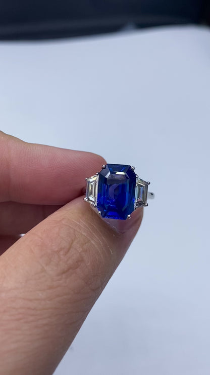 Emilio Jewelry Certified 8.75 Carat Burma No Heat Sapphire Ring