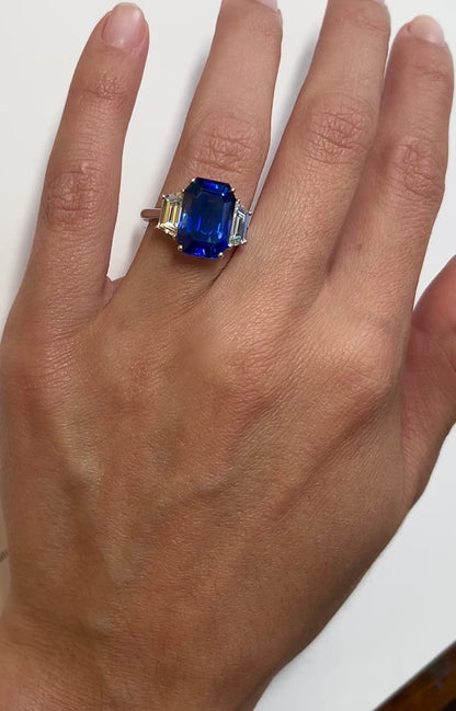 Emilio Jewelry Certified 8.75 Carat Burma No Heat Sapphire Ring