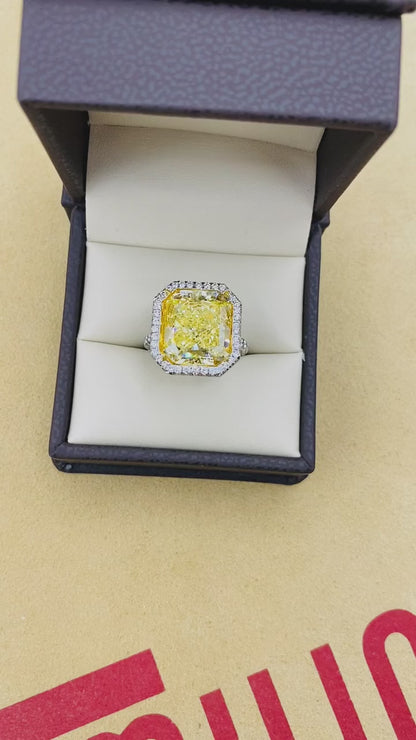 Emilio Jewelry Gia Certified 10.00 Carat Fancy Intense Yellow Diamond Ring