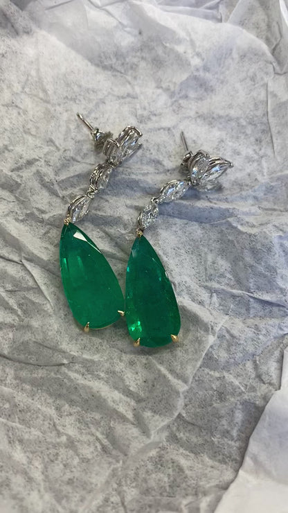 Emilio Jewelry Certified Vivid Green Emerald Drop Earring