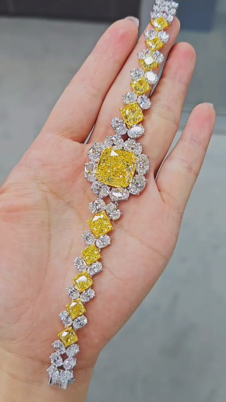 Emilio Jewelry Gia Certified 36.00 Carat Fancy Intense Yellow Diamond Bracelet