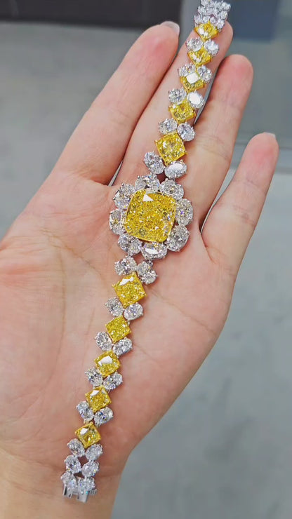 Emilio Jewelry Gia Certified 36.00 Carat Fancy Intense Yellow Diamond Bracelet