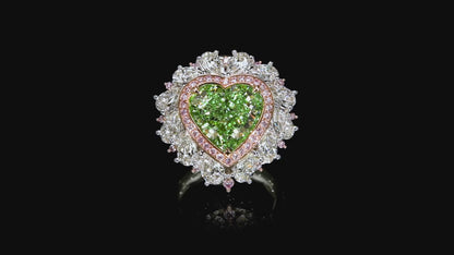 Emilio Jewelry Gia Certified 9.45 Carat Fancy Green Diamond Heart Ring