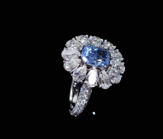 Emilio Jewelry GIA Certified Natural Vivid Blue Internally Flawless Diamond Ring